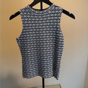Milly Black and White Geometric Tank Top